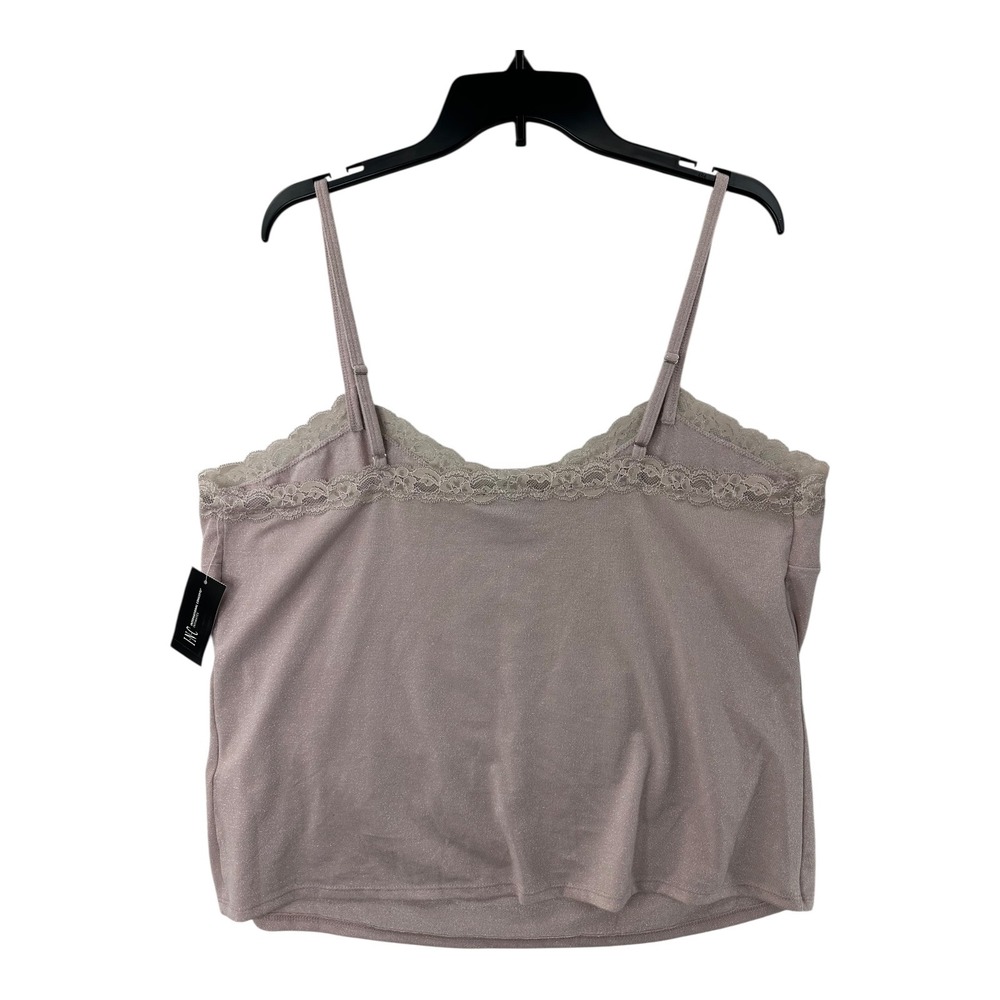 INC International Concepts Lace Trim Cami Top Shimmer Sandy Blush XL